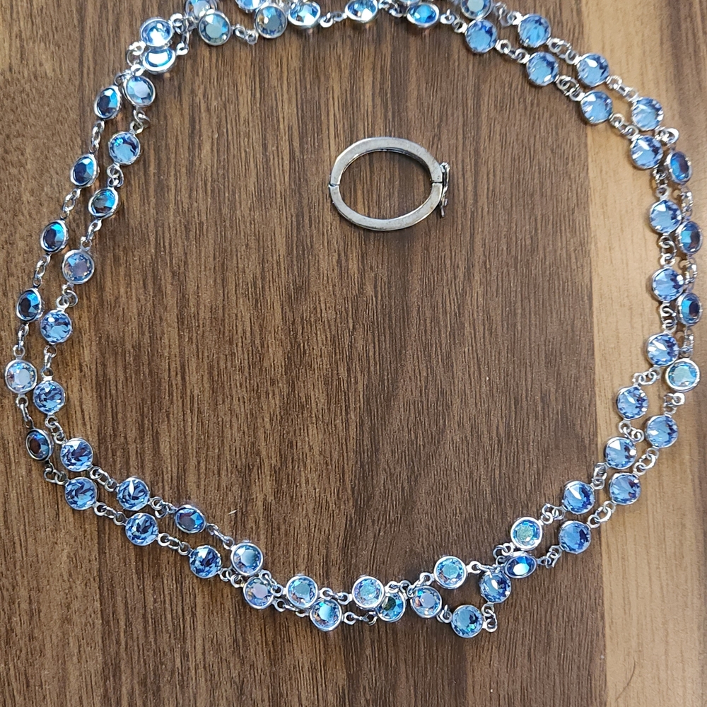 Touchstone Crystal Chanelle Necklace In Blue Aurore Boreale With Converter